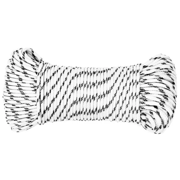 Frânghie împletită pentru barcă, alb, 5 mm x 50 m, poliester