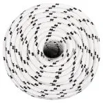 Frânghie împletită pentru barcă, alb, 14 mm x 100 m, poliester