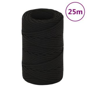Frânghie de lucru, negru, 2 mm, 25 m, poliester