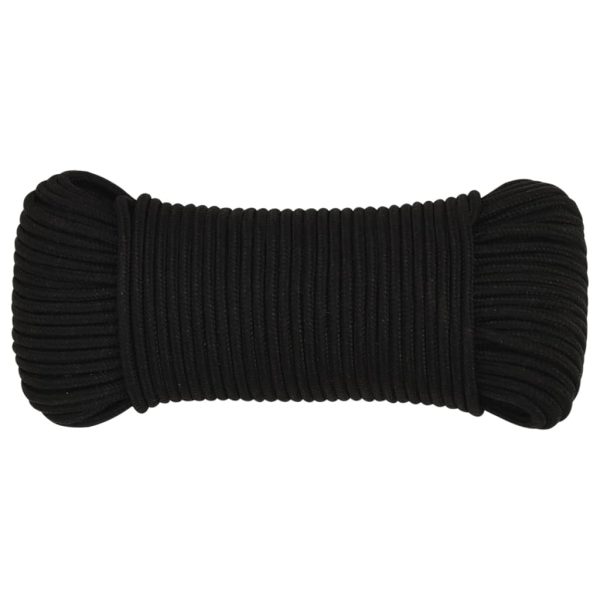Frânghie de lucru, negru, 4 mm, 25 m, poliester