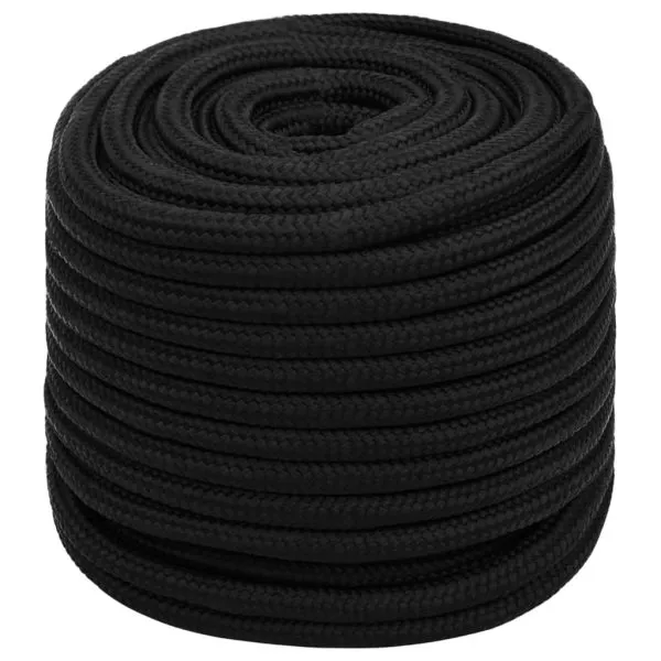 Frânghie de lucru, negru, 18 mm, 100 m, poliester