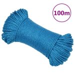 Frânghie de lucru, albastru, 6 mm, 100 m, polipropilenă