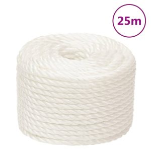Frânghie de lucru, Alb, 10 mm, 25 m, polipropilenă
