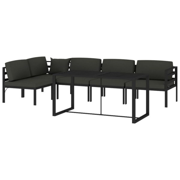 Set mobilier de grădină cu perne, 6 piese, antracit, aluminiu
