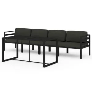 Set mobilier de grădină cu perne, 5 piese, antracit, aluminiu