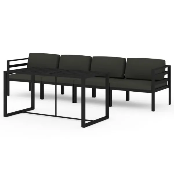 Set mobilier de grădină cu perne, 5 piese, antracit, aluminiu