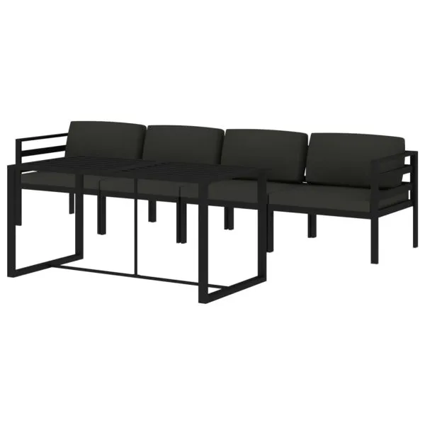 Set mobilier de grădină cu perne, 5 piese, antracit, aluminiu