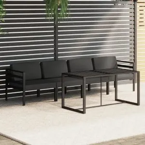 Set mobilier de grădină cu perne, 5 piese, antracit, aluminiu