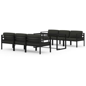 Set mobilier de grădină cu perne, 7 piese, antracit, aluminiu