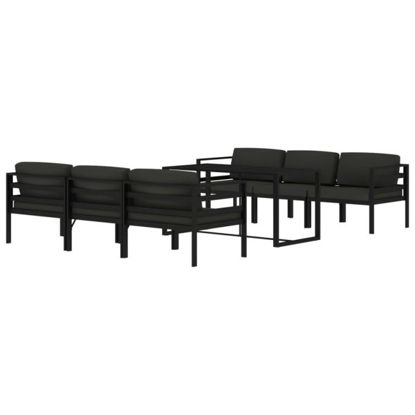 Set mobilier de grădină cu perne, 7 piese, antracit, aluminiu