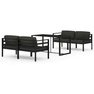 Set mobilier de grădină cu perne, 5 piese, antracit, aluminiu