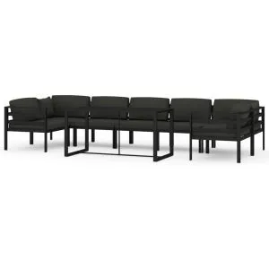 Set mobilier de grădină cu perne, 8 piese, antracit, aluminiu