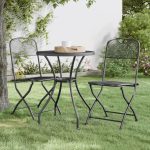 Set mobilier grădină 3 piese antracit plasă metalică expandată