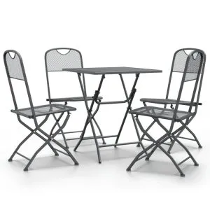 Set mobilier grădină 5 piese antracit plasă metalică expandată