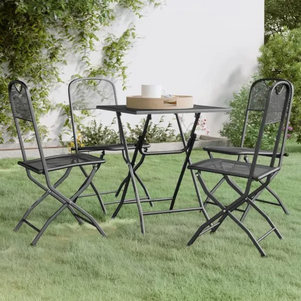 Set mobilier grădină 5 piese antracit plasă metalică expandată
