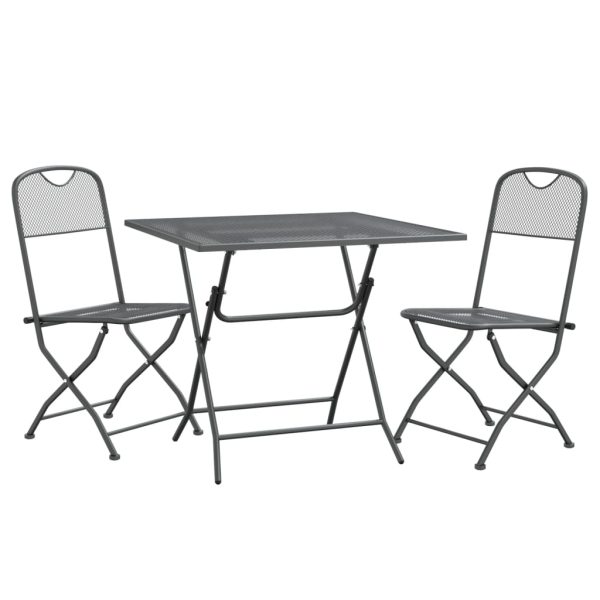Set mobilier grădină 3 piese antracit plasă metalică expandată