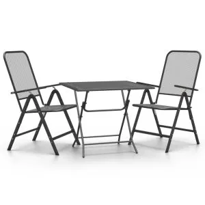 Set mobilier grădină 3 piese antracit plasă metalică expandată