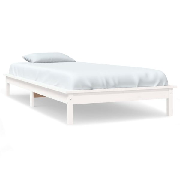 Cadru de pat, alb, 90×190 cm, single, lemn masiv de pin