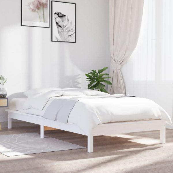 Cadru de pat, alb, 90×190 cm, single, lemn masiv de pin