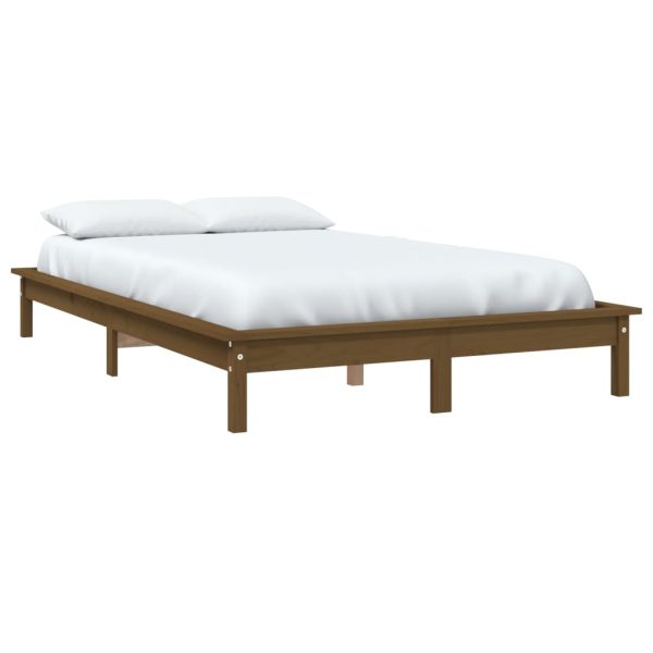 Cadru de pat mic dublu maro miere 120×190 cm lemn masiv de pin