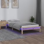 Cadru de pat cu LED, 90×200 cm, lemn masiv