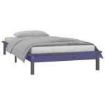 Cadru de pat cu LED, gri, 90×200 cm, lemn masiv