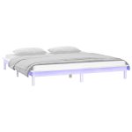 Cadru de pat cu LED, alb, 160×200 cm, lemn masiv