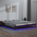 Cadru de pat cu LED, maro miere, 200×200 cm, lemn masiv