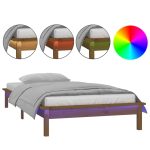 Cadru pat Small Single LED maro miere 75×190 cm lemn masiv