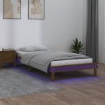 Cadru pat Small Single LED maro miere 75×190 cm lemn masiv