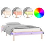 Cadru de pat cu LED, Single, 90×190 cm, lemn masiv