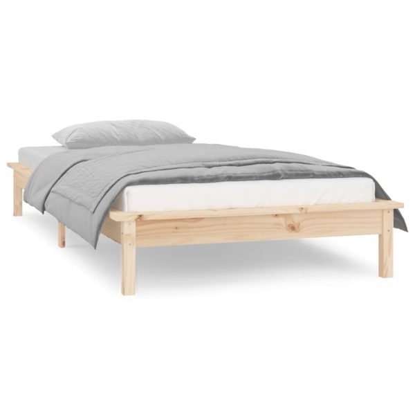 Cadru de pat cu LED, Single, 90×190 cm, lemn masiv