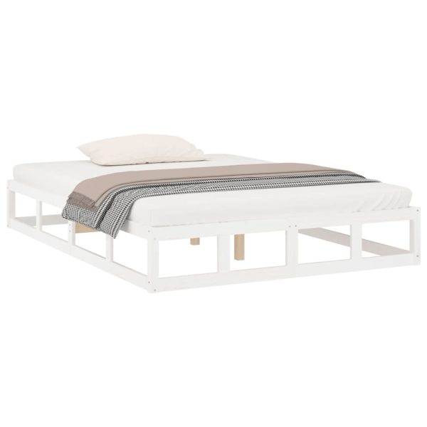 Cadru de pat King Size, alb, 150×200 cm, lemn masiv