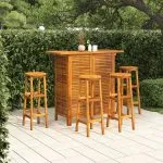 Set mobilier de bar de grădină, 5 piese, lemn masiv de acacia