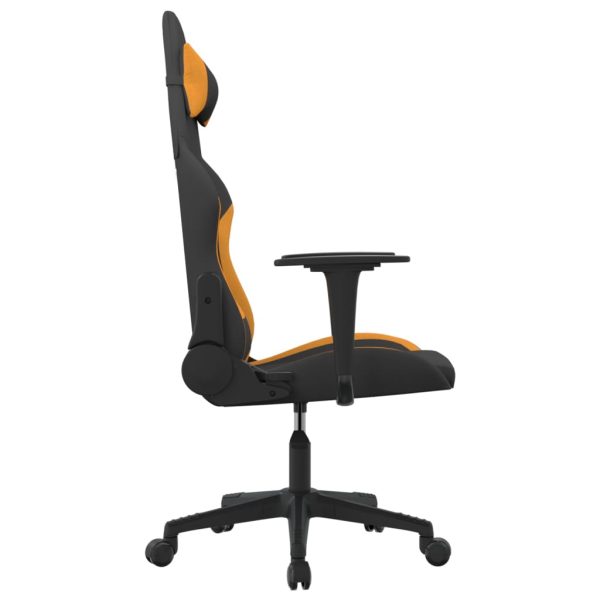 Scaun de gaming cu masaj, negru și portocaliu, textil