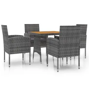 Set de mobilier de exterior, 3 piese, gri, poliratan
