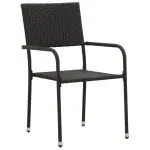 Set mobilier de exterior, 7 piese, negru, poliratan