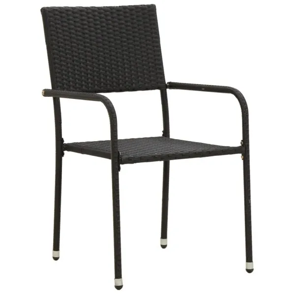 Set mobilier de exterior, 7 piese, negru, poliratan