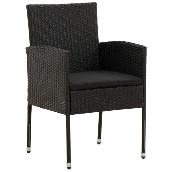 Set mobilier de exterior, 7 piese, negru, poliratan
