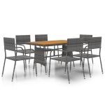 Set de mobilier de exterior, 7 piese, gri, poliratan