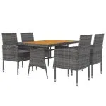 Set de mobilier de exterior, 5 piese, gri, poliratan