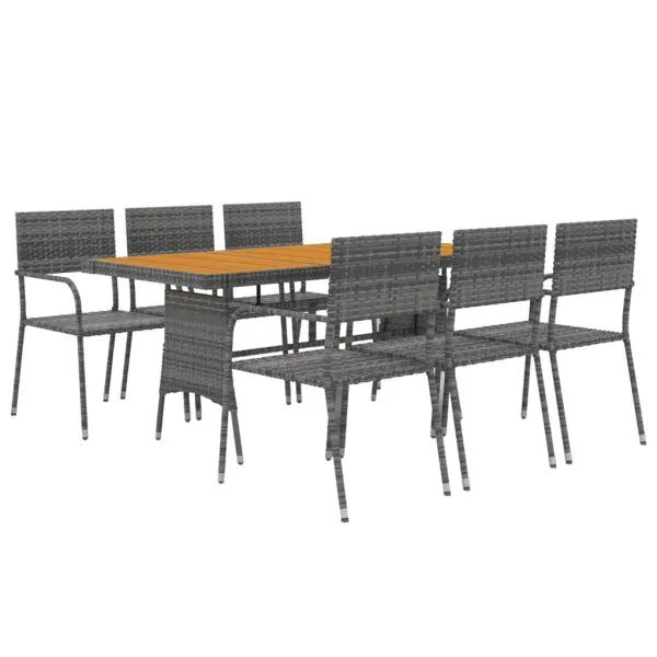 Set de mobilier de exterior, 7 piese, gri, poliratan