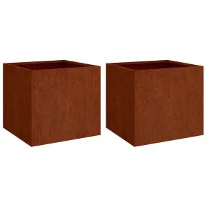 Jardiniere, 2 buc., 32x30x29 cm, oțel corten
