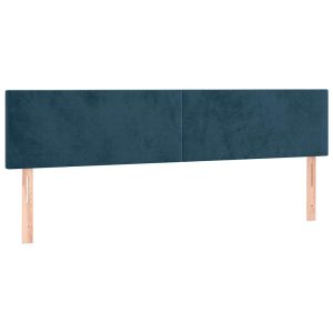 Tăblii de pat, 2 buc, albastru închis, 80x5x78/88 cm, catifea