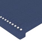 Tăblie de pat, albastru, 100x5x78/88 cm, textil