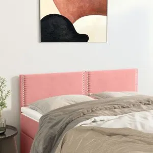 Tăblii de pat, 2 buc, roz, 72x5x78/88 cm, catifea