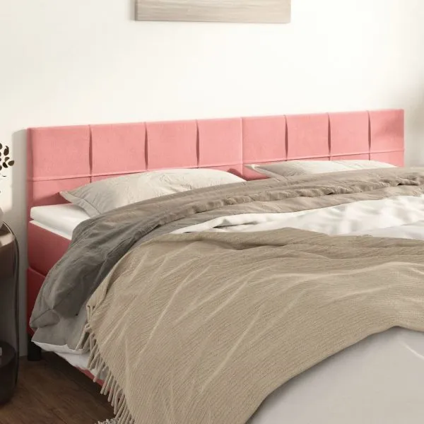 Tăblii de pat, 2 buc, roz, 90x5x78/88 cm, catifea