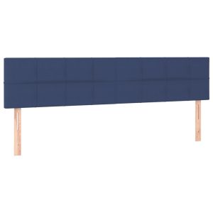 Tăblii de pat, 2 buc, albastru, 100x5x78/88 cm, textil