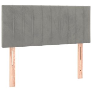 Tăblie de pat, gri deschis, 90x5x78/88 cm, catifea