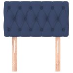 Tăblie de pat, albastru, 80x7x78/88 cm, textil